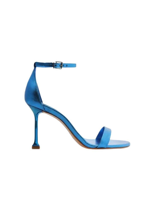 Schutz Leder Damen Sandalen mit hohem Absatz in Blau Farbe