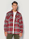 Long Sleeve Overshirt In Regular Fit Checked Burgundy
