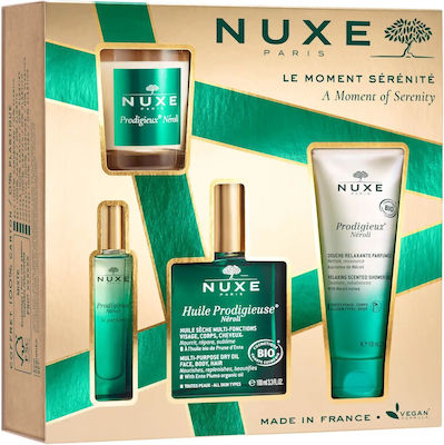 Nuxe Moisturizing Cosmetic Set Relaxing Prodigieux Neroli Suitable for All Skin Types with Bubble Bath / Candle / Body Oil 215ml
