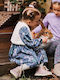 Children's Dress Long Sleeve Set with Coat Blue