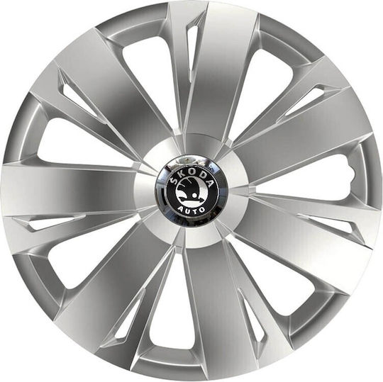 Versaco Car Hubcap Set Energy Rc with Skoda Emblem 14" 4pcs Silver