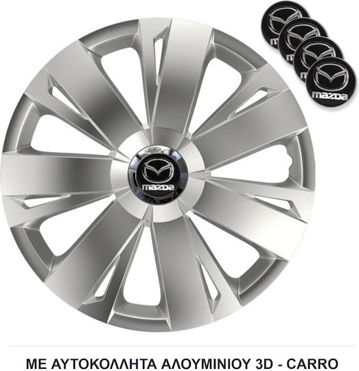 Versaco Σετ Τάσια Αυτοκινήτου Energy Rc 15" με Σήμα Mazda 4τμχ Ασημί