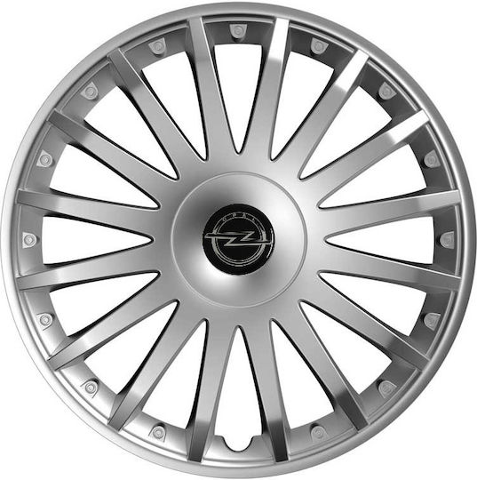 Versaco Auto Radkappen Set Crystal mit Marke Opel 4Stück 16" Silber