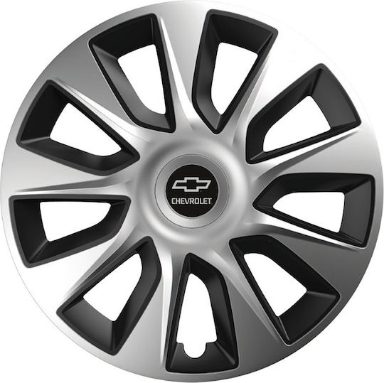 Versaco Set Capace de Roți Auto Stratos Compatibilitate Chevrolet 4 Bucăți 15 Argintii/Negre