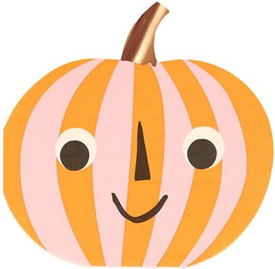 Χαρτοπετσέτες Pink & Orange Stripy Pumpkin Πορτοκαλί 16τμχ