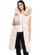 Women's Long Puffer Jacket for Winter with Hood Beige