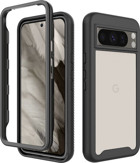 Techsuit Techsuit Back Cover Silicon Set cu Geam Negru (Google Pixel 8 Pro)