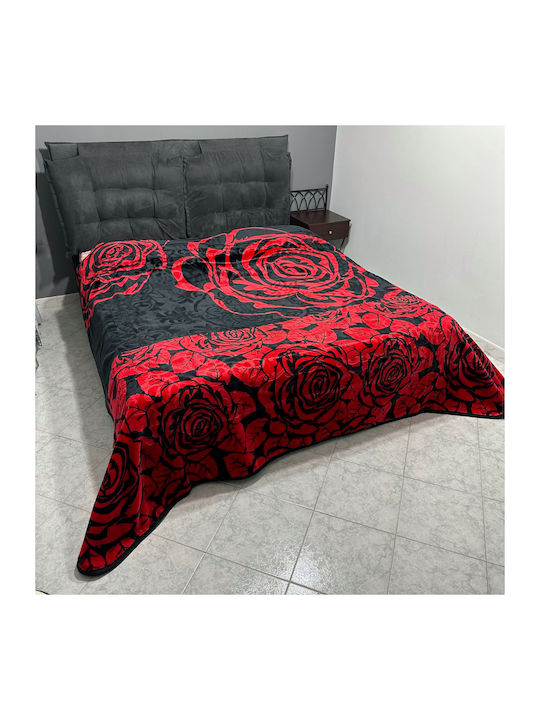 Olia Home Decke Samt Übergröße 220x240cm Rot