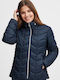 Women's Short Puffer Jacket for Winter Blue