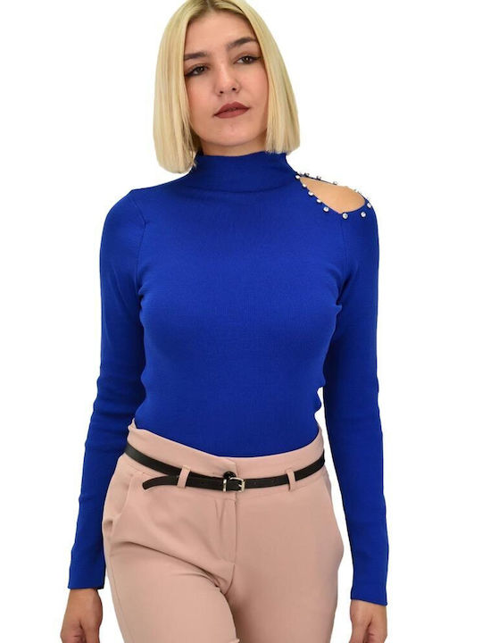 Potre Damen Langarm Pullover Blau