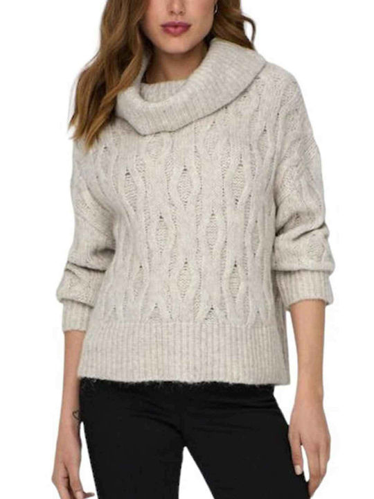 Only Women's Long Sleeve Pullover Turtleneck Beige