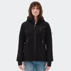 Emerson Women's Hiking Short Puffer Jacket Waterproof and Windproof for Winter with Hood Black