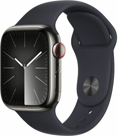 Apple Watch Series 9 Cellular Stainless Steel 41mm Waterproof with eSIM and Heart Rate Monitor (Gold with Clay Sport Band (S/M))
