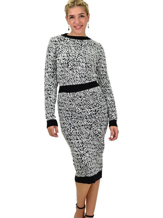 Potre Σετ με Maxi Φούστα Λεοπάρ Μαύρο