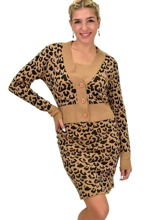 Potre Women's Set with Maxi Skirt Leopard Beige