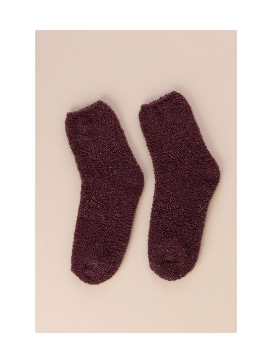 Noidinotte Damen Einfarbige Socken Burgundisch 1Pack