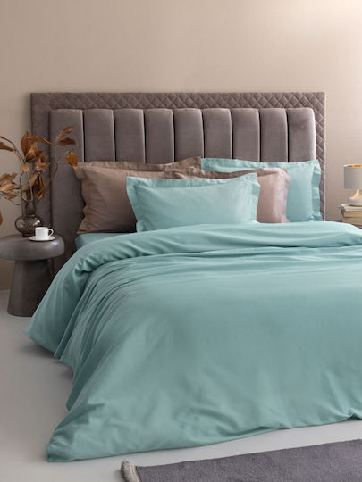 Palamaiki Duvet Cover Set Cotton Satin Queen with 2 Pillowcases 240x250 Posh Sateen Mint