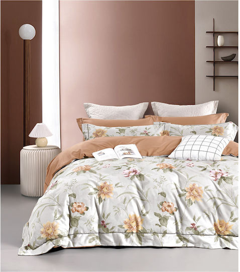 Mc Decor Set Cotton Satin Duvet Cover 230x250cm Super King with 2 Pillowcases Multicolour