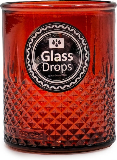 Glass Drops Ποτήρι Νερού από Γυαλί σε Πορτοκαλί Χρώμα 400ml