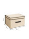 Tpster Stoff Aufbewahrungsbox mit Deckel Beige 60x45x30cm 1Stück