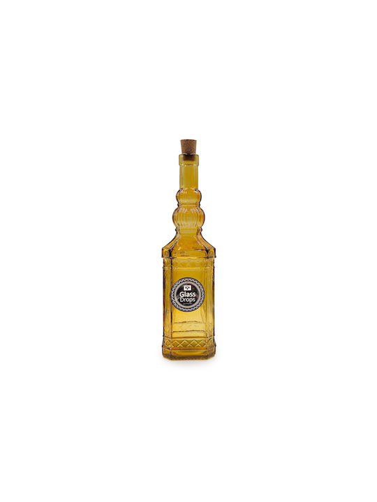 Glass Drops Μπουκάλι Νερού Γυάλινο με Φελλό Κίτρινο 700ml
