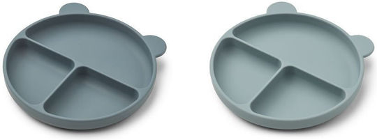 Liewood Baby Food Plate Whale Made of Silicone Blue 2 Pieces