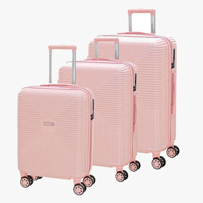 Bartuggi Travel Suitcases Hard Pink with 4 Wheels Set 3pcs