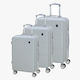 Bartuggi Travel Suitcases Hard Silver with 4 Wheels Set 3pcs
