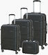 Bartuggi Travel Suitcases Hard Black with 4 Wheels Set of 4pcs