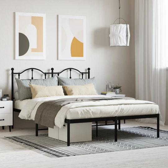Bett Doppelbett Metall Black mit Latten für Matratze 135x190cm