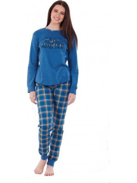 MEI Winter Damen Pyjama-Set Blau