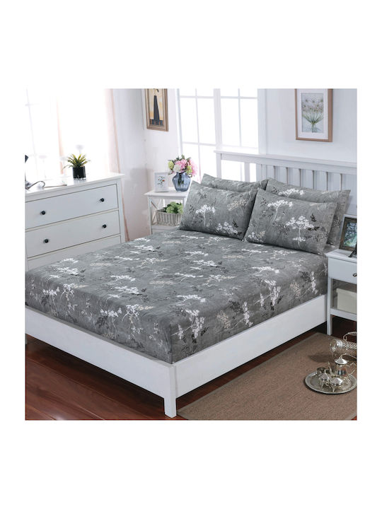 Casa Colori Sheet Double with Elastic 140x200+30cm. Rome Gray