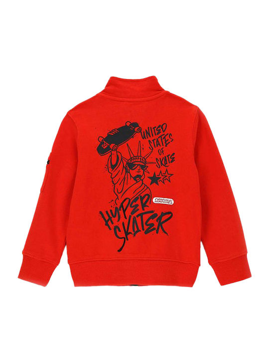 Kinder-Sweatshirt Strickjacke mit Kapuze Rote
