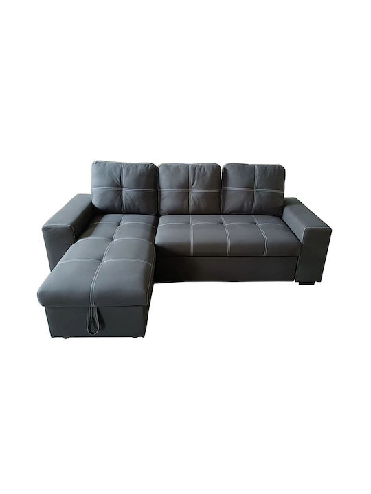 Montreal Corner Fabric Sofa Bed with Reversible Angle & Storage Space Σκούρο Γκρι 246x157cm