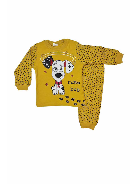 Supermini Set Top & Bottom Kids Cotton Pyjamas Yellow