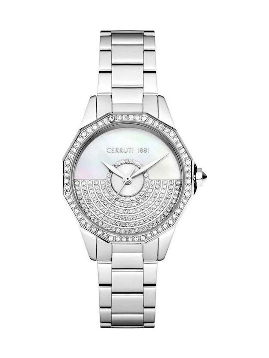 Cerruti Jesina Crystals Ceas de Damă cu Argintiu Brățară Metalică