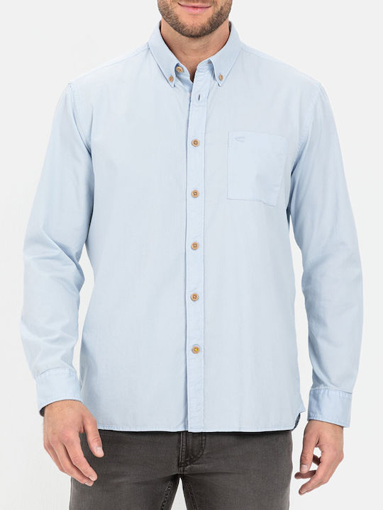 Long-sleeved Cotton Shirt Light Blue