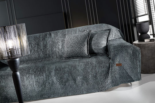 Guy Laroche Nobel Decken & Couchdecken Viersitzer-Sofa Überwurf Chenille 180x350cm Anthrazit