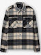 Overshirt Flanelă Mânecă Lungă Carou Albastru Marin Regular Fit