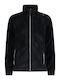 Fleece Γυναικεία Ζακέτα με Φερμουάρ σε Μαύρο Χρώμα