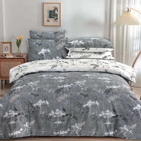 Casa Colori Παπλωματοθήκη Βαμβακερή Υπέρδιπλη 220x240 Grey