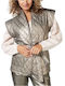 Kurz Damen Ärmellos Puffer Jacke für Winter Gold
