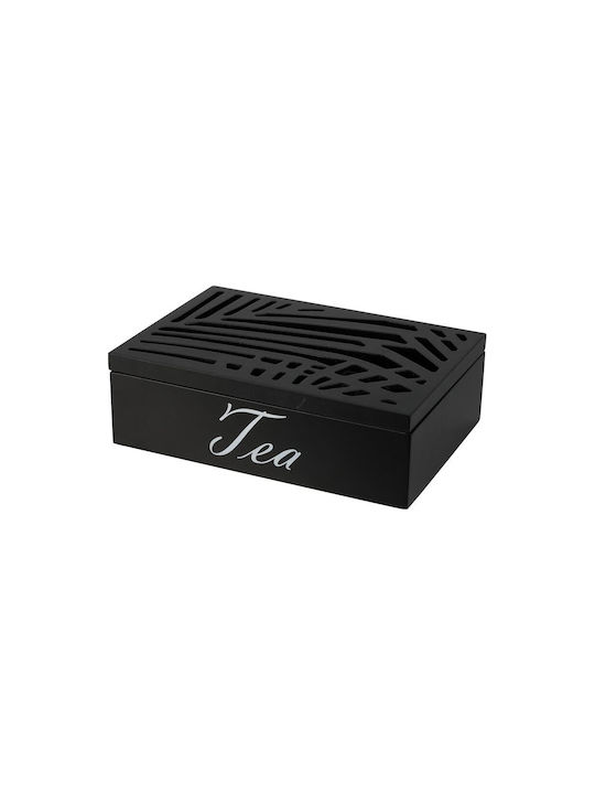 Κουτί για Τσάι με Καπάκι Ξύλινο Μαύρο 16.5x7x24cm