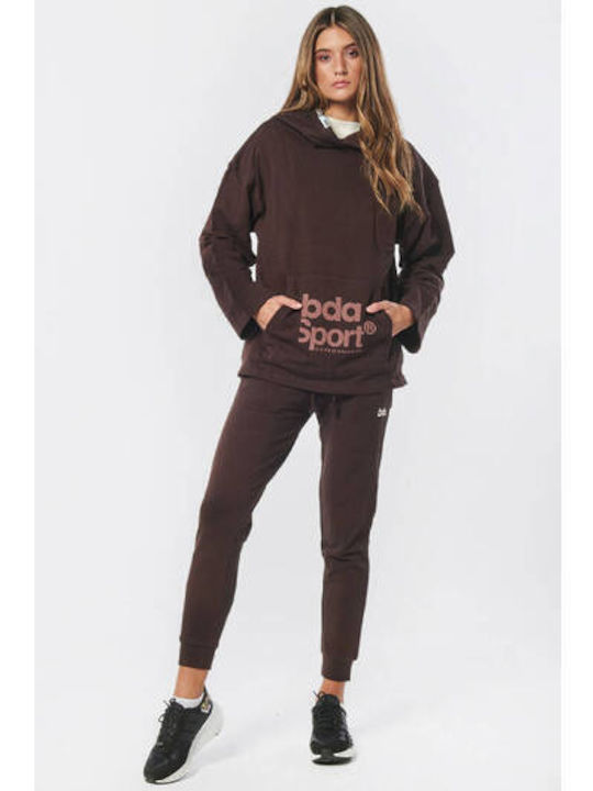 Body Action Women's Long Hooded Sweatshirt Brown