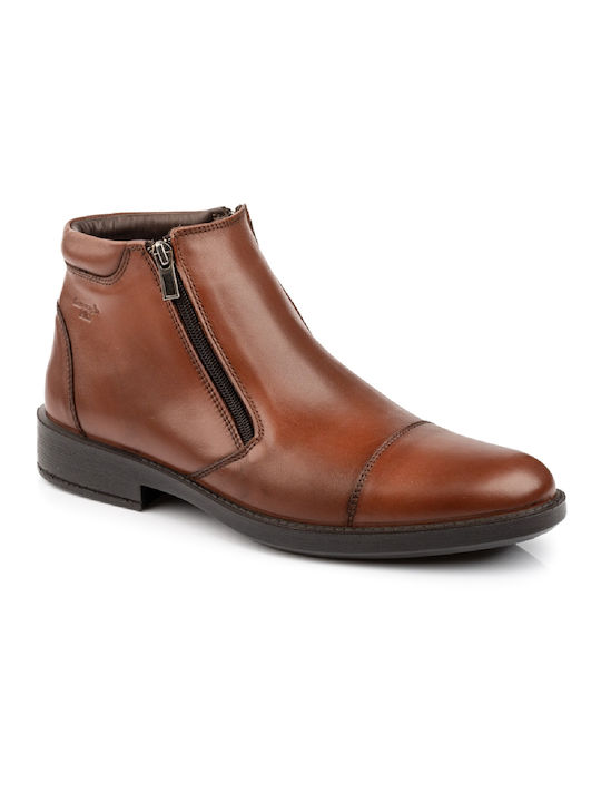 Boxer Men's Leather Boots with Zipper Tabac Brown