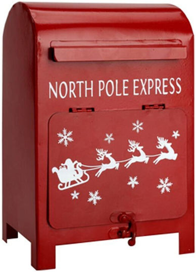 Weihnachtliche Metallisch Figur Briefkasten Rot Höhe 23cm Pfahl-Express