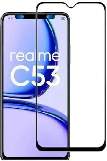 Frame Vollkleber Vollflächig gehärtetes Glas Schwarz (Realme C53/51)