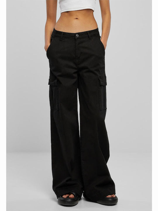 Women's High-waisted Fabric Trousers Black