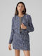 Vero Moda Scurt Blazer pentru femei Tweed Sacou Albastru marin