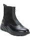 Leder Stiefeletten Damen Schwarz